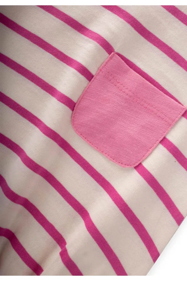 Çizgili Cepli Zıbın 0-3 Yaş Fusya