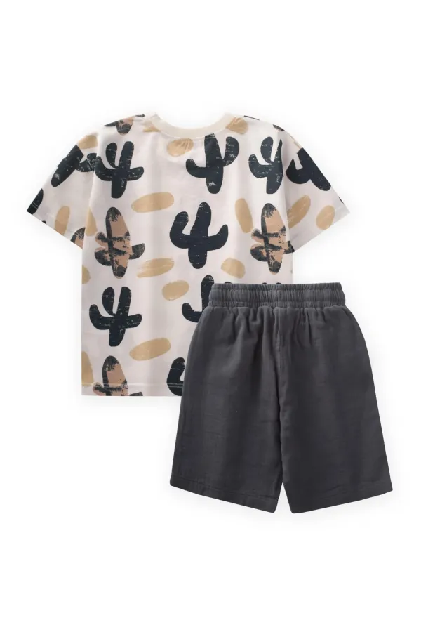 Ensemble de t-shirts imprimés cactus 2-8 ans écru