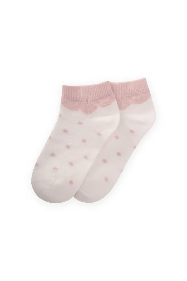 Chaussettes bottines à pois pour enfants de 5 à 12 ans, couleur poudre