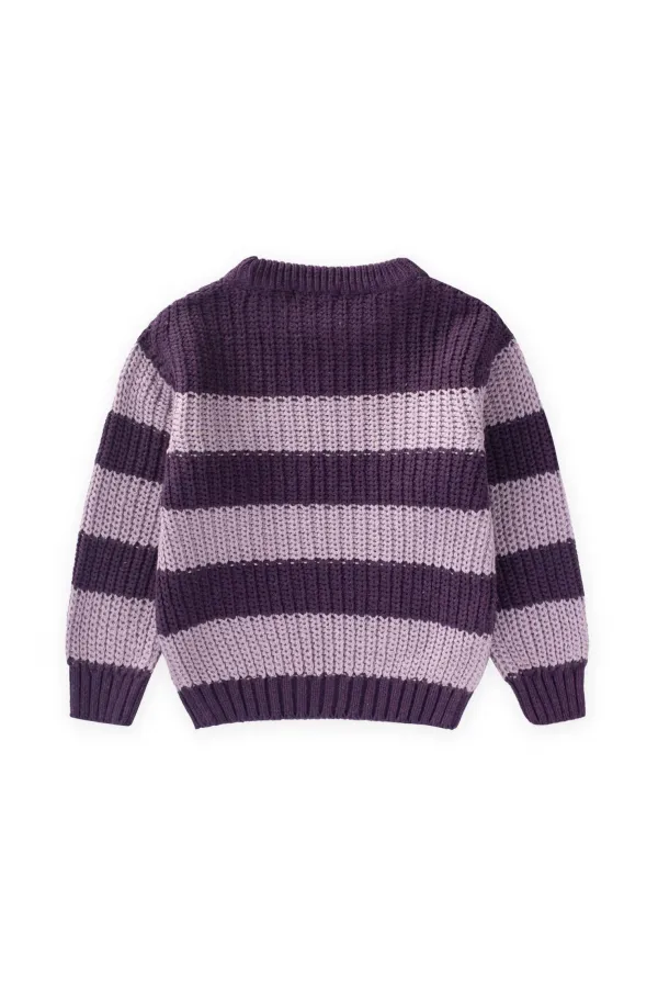 Thessaloniki Striped Knit Sweater, Ages 2-8, Purple