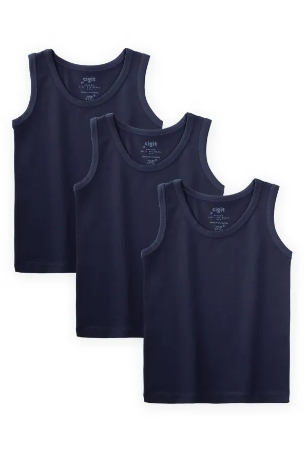 Ensemble de trois pièces pour garçon (2-9 ans), bleu marine, comprenant un body et un maillot de corps.