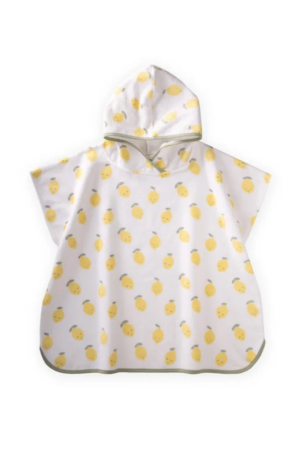 Poncho standard blanc imprimé citron