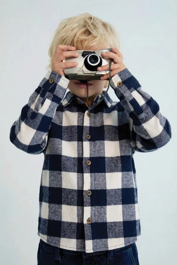 Oduncu Gömleği 1-9 Yaş Lacivert Ekose