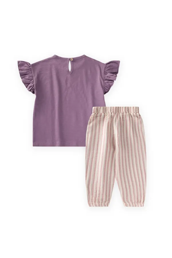Ensemble pantalon et t-shirt en mousseline, 2-10 ans, violet