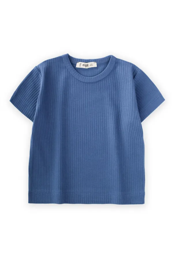 Basic Ribbed T-Shirt 1-5 Years Indigo Blue