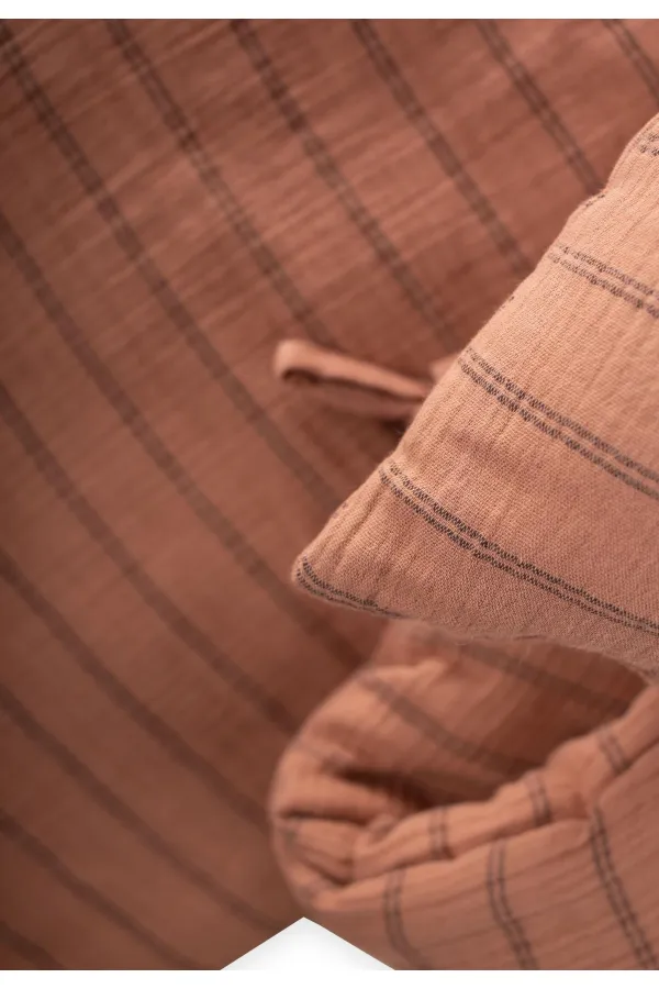 Müslin Bebek Yatak Koruma Yastık Seti (Yıkanmıştır) 32X180 cm +/- 2 cm A Kahve Çizgili