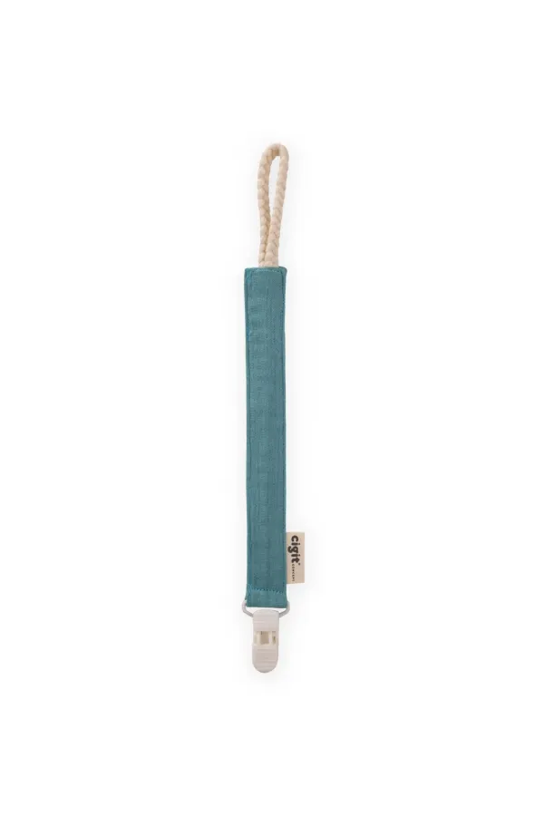 Porte-tétine en coton pour bébé 23 cm Turquoise