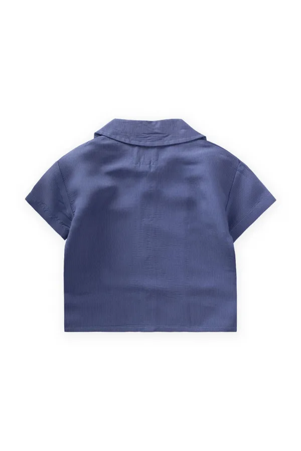 Chemise hawaïenne rayée en modal, 1-8 ans, bleu indigo