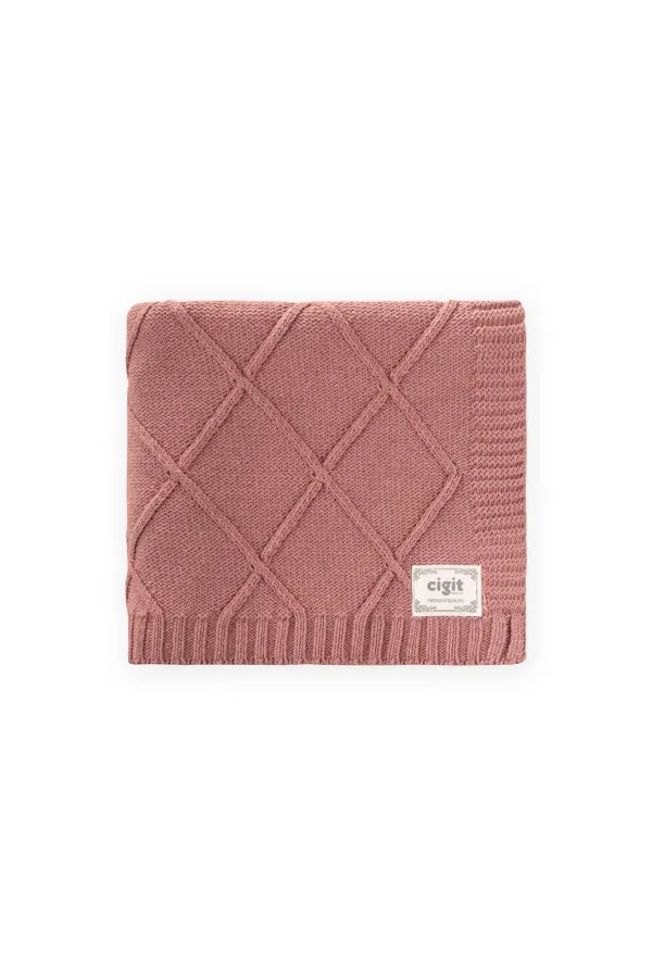 Knitted Blanket 80x100 cm Dusty Rose