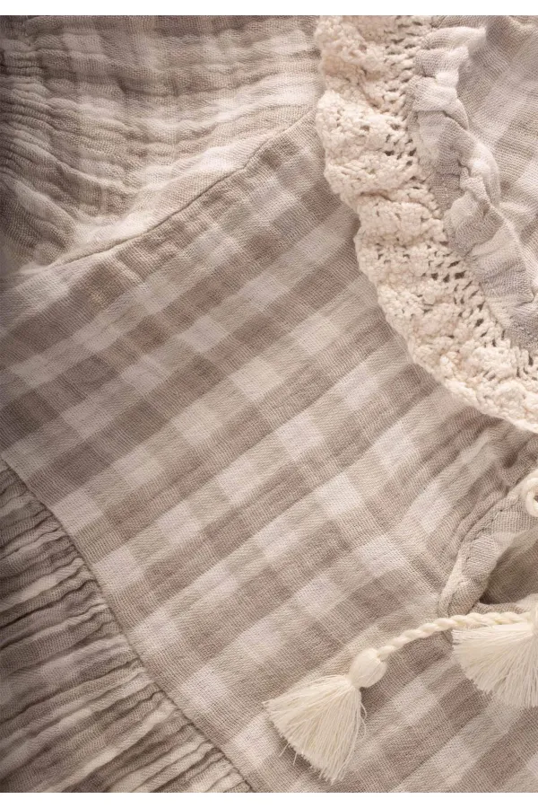 Robe à col à carreaux Peti, 2-10 ans, couleur vison