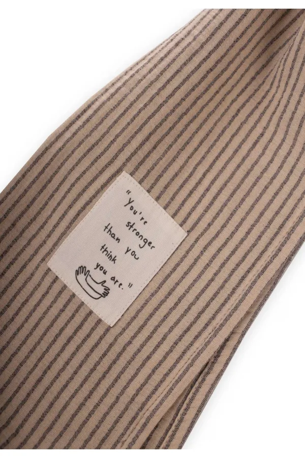 Çocuk Fular 25X140 Cm Bej İnce Çizgili