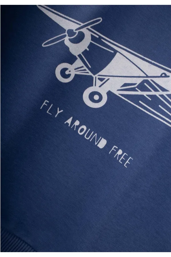 Ensemble sweat-shirt imprimé planeur pour enfants de 2 à 10 ans, bleu indigo