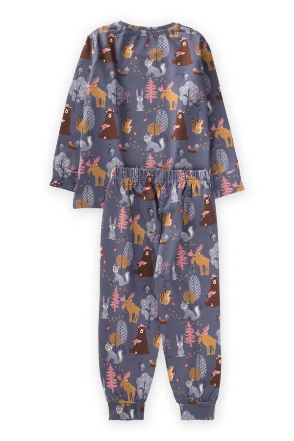 Printed Patterned Pajama Set, Ages 2-7, Dark Gray