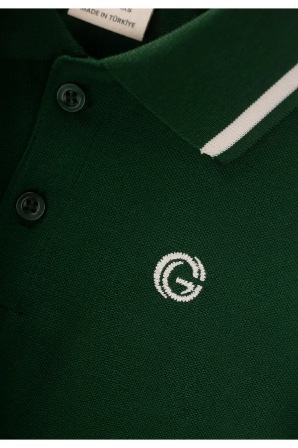 Embroidered Polo Neck T-Shirt for 2-10 Years Old Khaki Green
