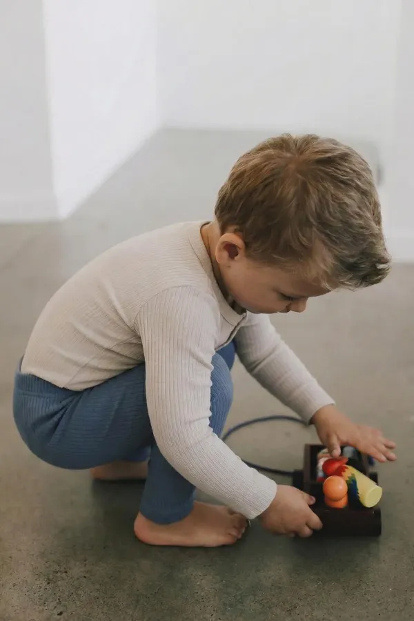 Basic Ribbed Bodysuit Set for 0-3 Years Old Light Beige