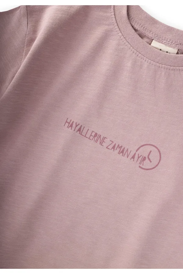 Slogan Baskılı T-Shirt 2-10 Yaş Leylak