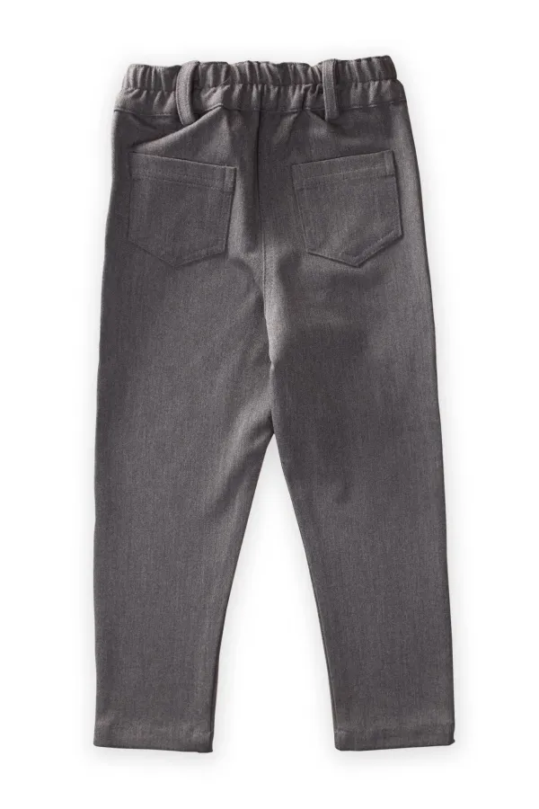 Pantalon en gabardine de lycra gris, 2-7 ans