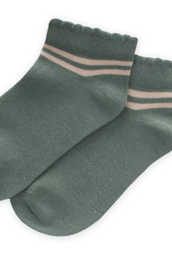 Çemberli Güpürlü Çocuk Patik Çorabı 5-12 Yaş Çağla Yeşili