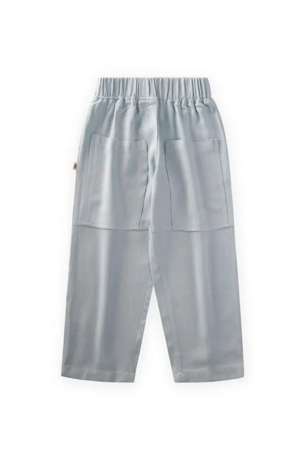 Contrast Stitched Linen Trousers 2-7 Years Blue