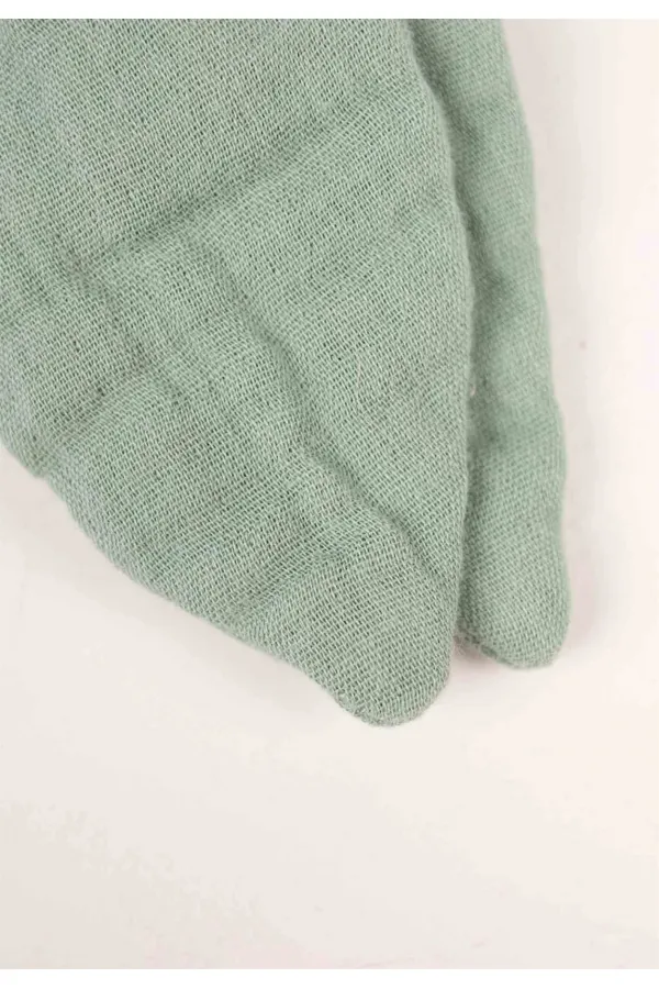 Anneau de dentition en tissu de mousseline de bois, vert menthe.