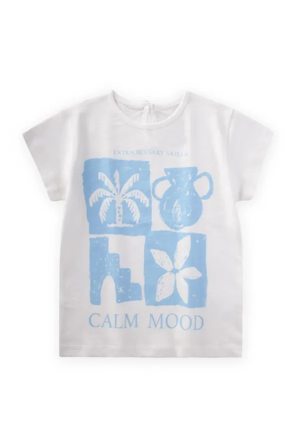 Calm Mood Printed T-Shirt 3-8 Years Old Off White