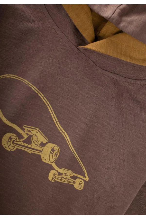 Kapşonlu Uzun Kollu T-Shırt 2-10 Yaş Vizon