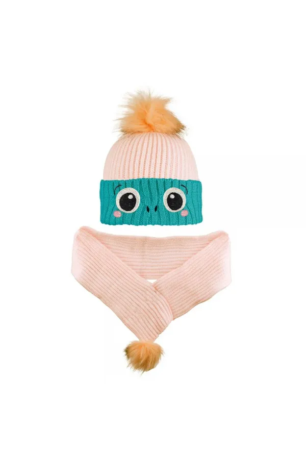 4-8 Yaş Atkı Bere Takım Pudra