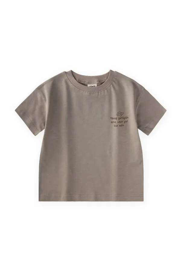 Slogan Printed T-Shirt, Ages 2-10, Size S, Mink Slogan Printed T-Shirt, Ages 2-10, Size S, Mink