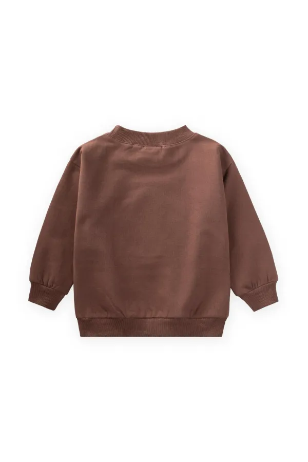 Süzene Nakışlı Sweatshirt 1-7 Yaş Kahve