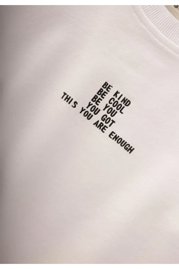 Basic Printed Tracksuit for 2-7 Years Old, Off White