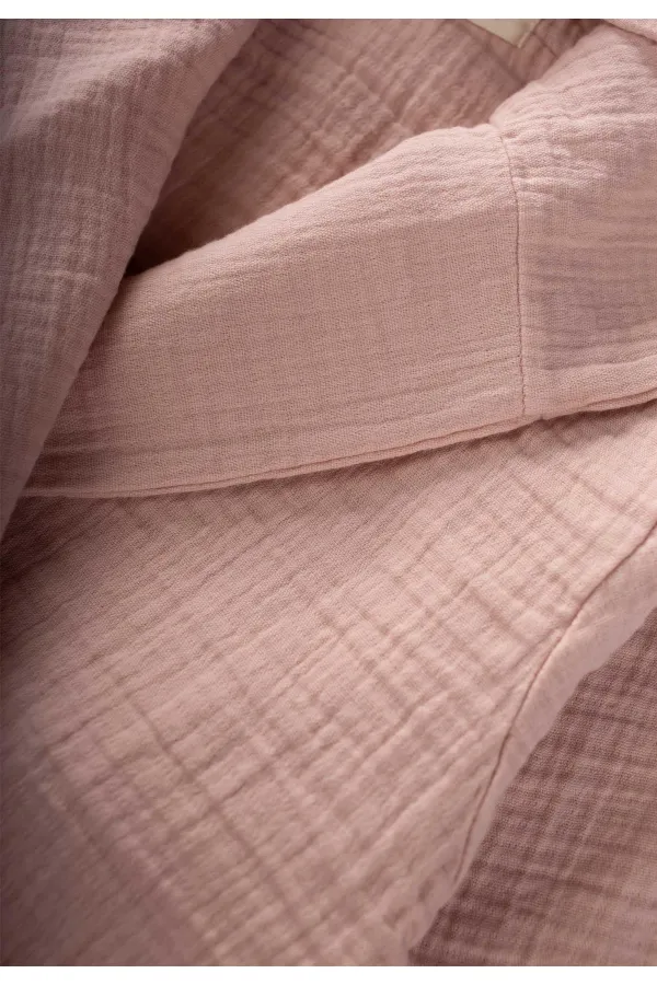 Peignoir enfant en mousseline double épaisseur, rose poudré, 2-9 ans