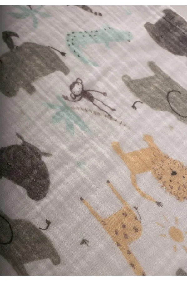 Üçlü Müslin Ağız Bezi 20x30 cm Hayvan Baskılı