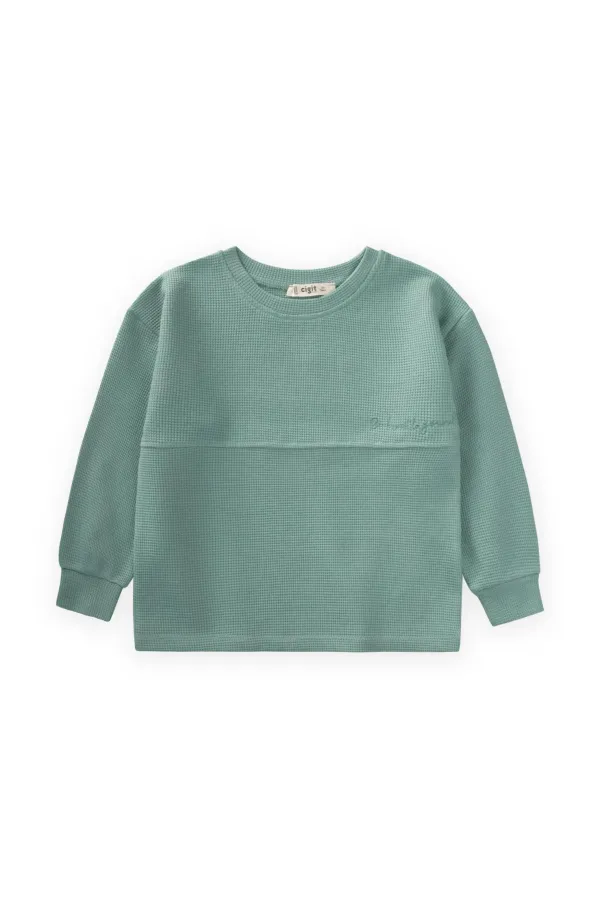 Oversize Waffle Seasonal T-Shirt 2-14 Years Green