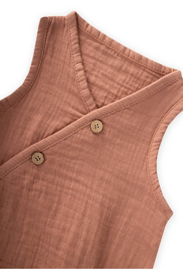 Body cache-cœur en coton bio, 0-3 ans, marron