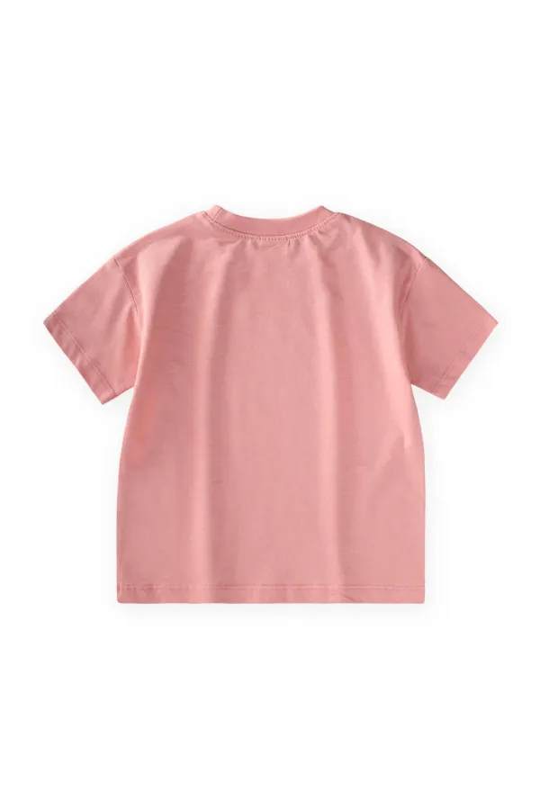 Slogan Baskılı T-Shirt 2-10 Yaş Pembe