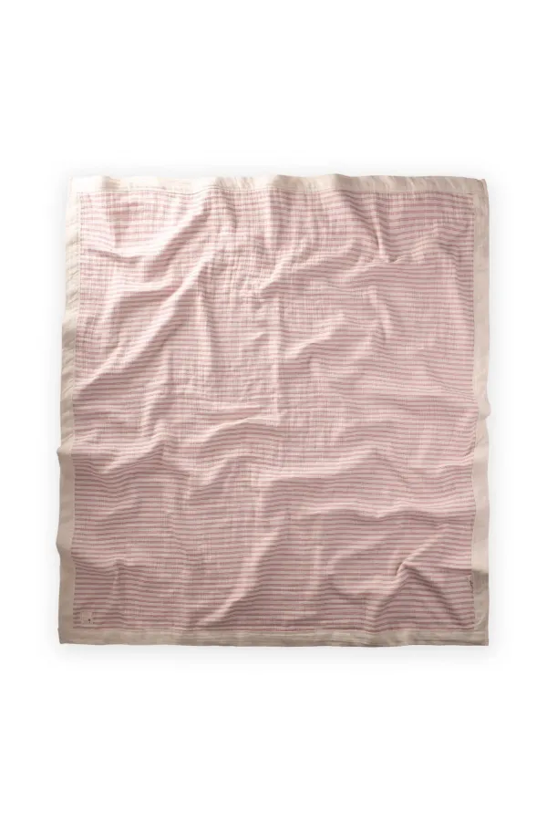 Couverture épaisse double couche à rayures rose poudré, 85 x 90 cm