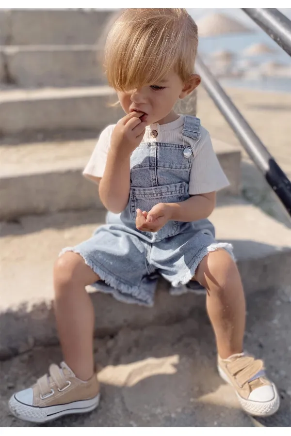 Jupe en jean à ourlet mohair, 2-7 ans, bleue