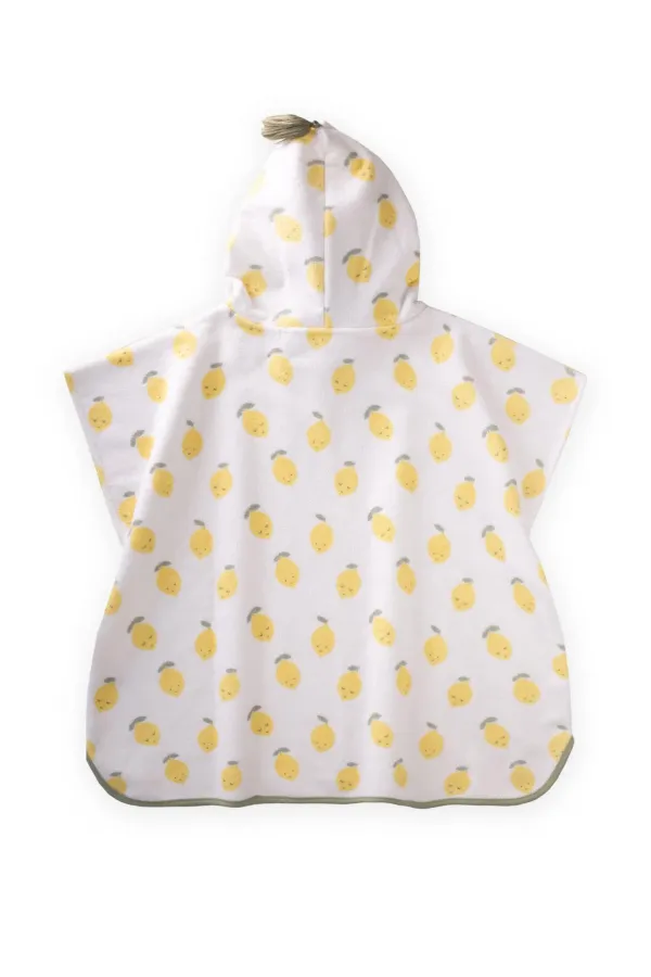 Poncho standard blanc imprimé citron