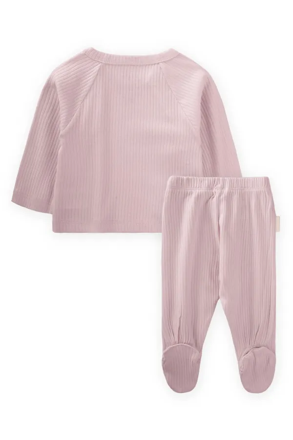 Corduroy Footed Set 0-9 Months Powder Pink