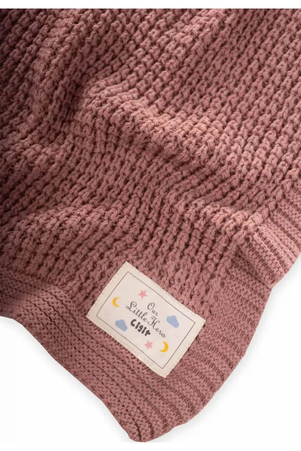 Couverture tricotée Selanik 80 x 100 cm (+/- 5 cm) Rose poudré