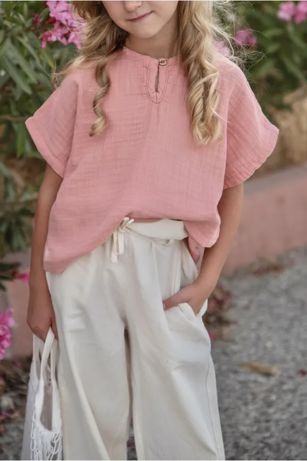 Ensemble pantalon large coupe oversize, 3-10 ans, rose pâle