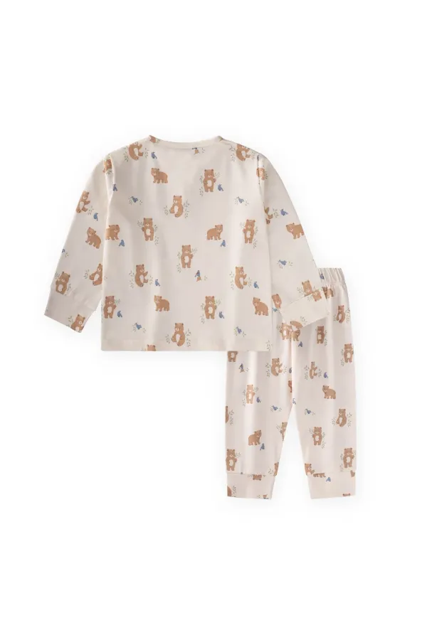 Animal Desenli Pijama Takım 1-5 Yaş Ekru