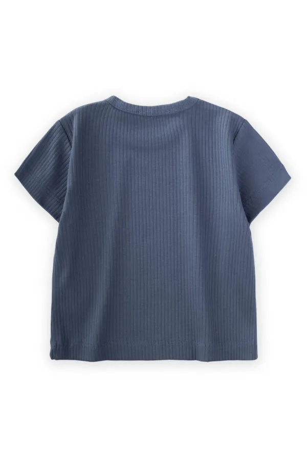 Basic Fitilli T-Shırt 1-5 Yaş Lacivert