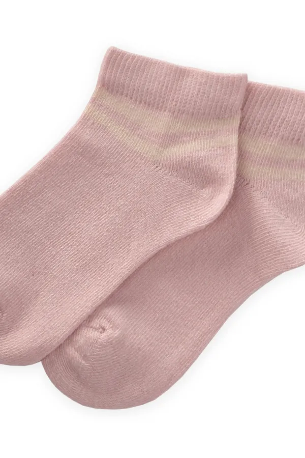 Chaussettes bottines rayées brutes pour enfants de 5 à 12 ans, couleur poudre