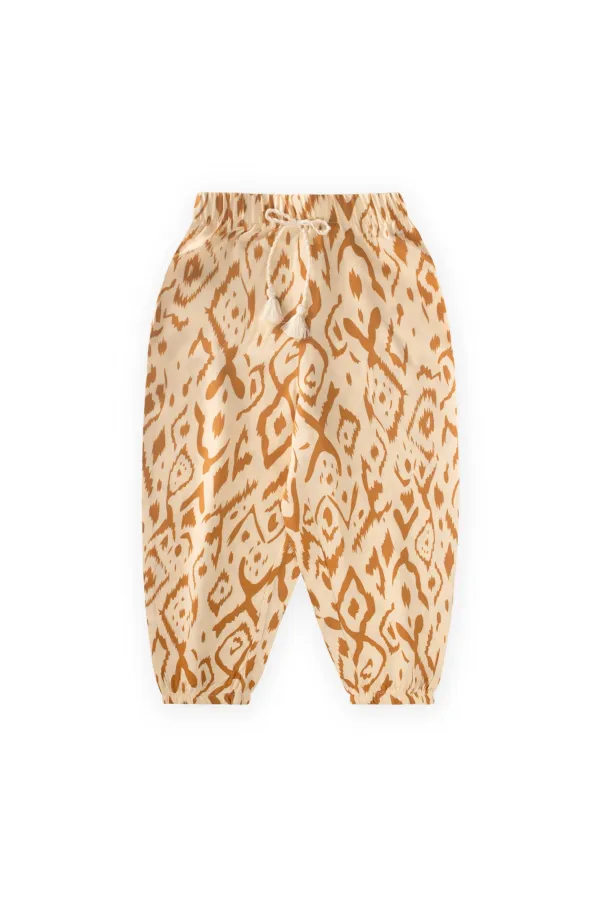 Patterned Viscose Trousers, Ages 2-10, Beige
