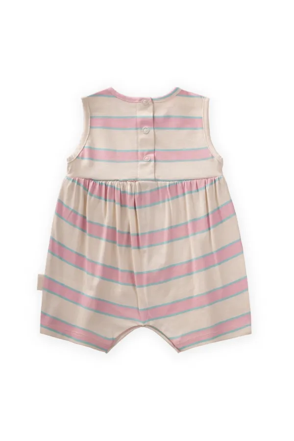 Salopette à larges rayures pour enfants de 0 à 3 ans, rayures roses et bleues