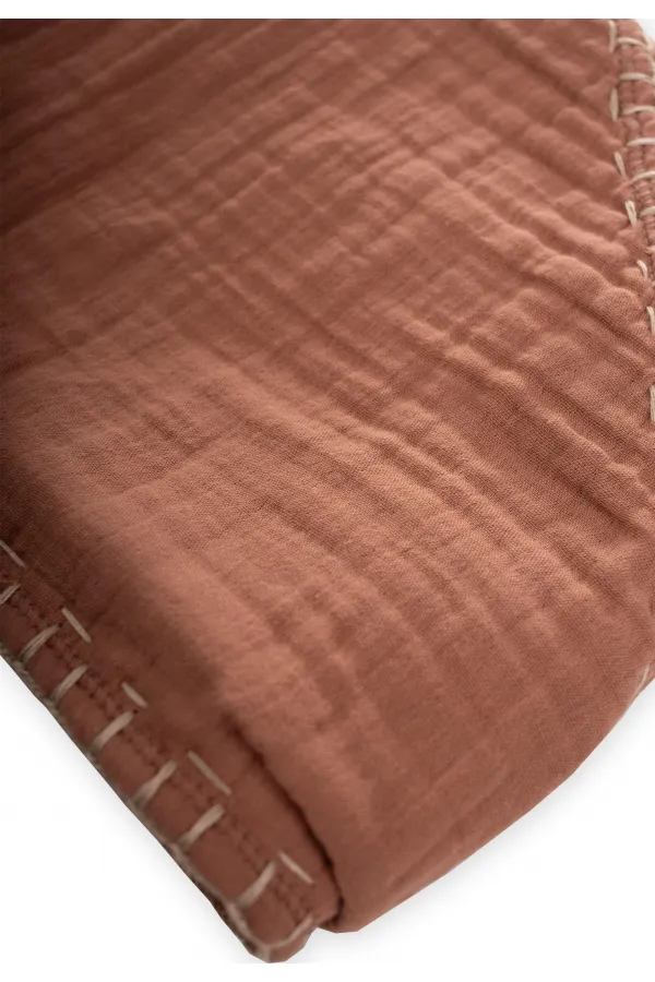 Double Layer Handmade Muslin Triangle Towel (Washed) 75x75 cm Coffee