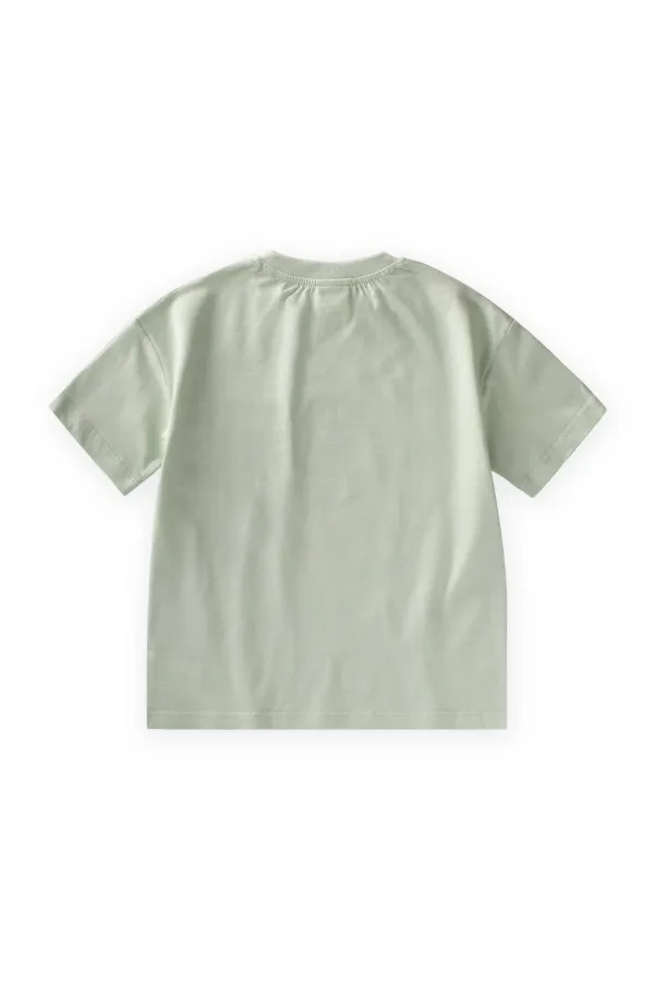 T-shirt à col travaillé, 2-12 ans, vert turquoise