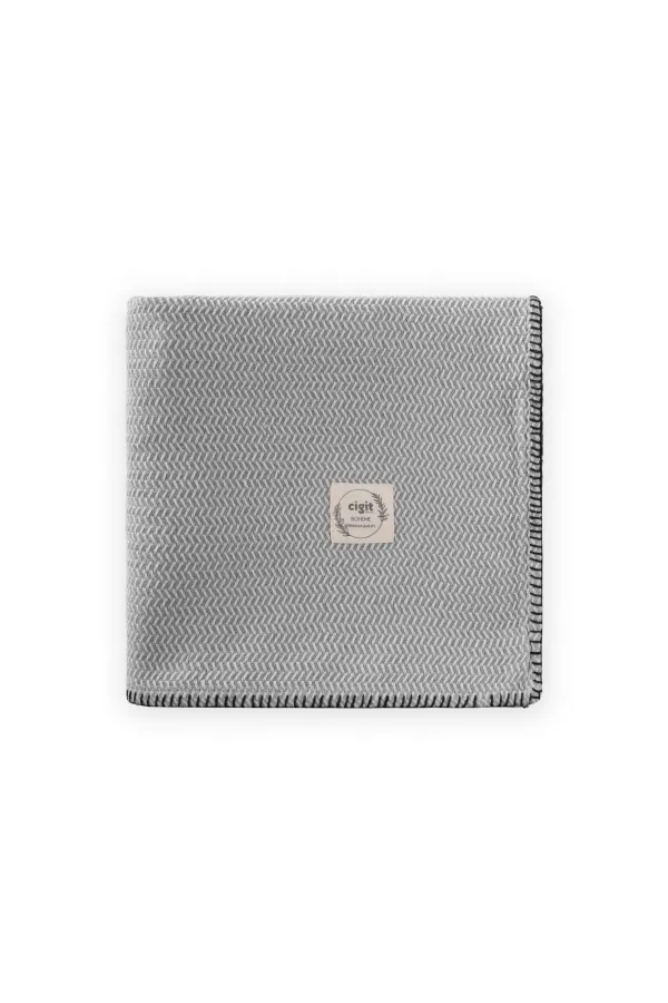 Couverture Shepherd Stitched 93 x 100 cm (+/- 3 cm) grise