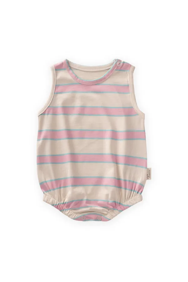 Çizgili Zıbın 0-3 Yaş Pudra Mavi Çizgili